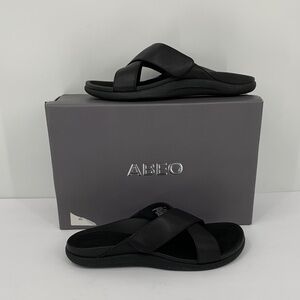 ABEO Laguna crisscross slide sandal shoe black leather comfort mule new 8.5